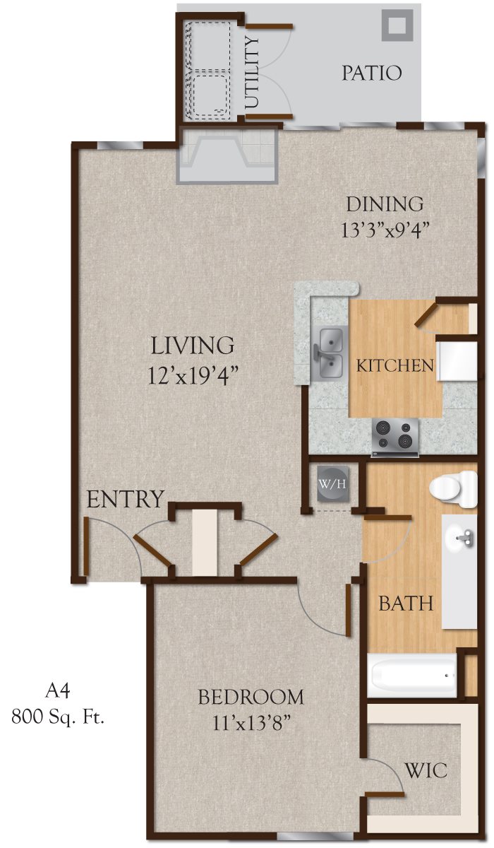 A4 One Bedroom/ One Bath | Bedroom | The Preserve at Westover Hills San Antonio Apartments